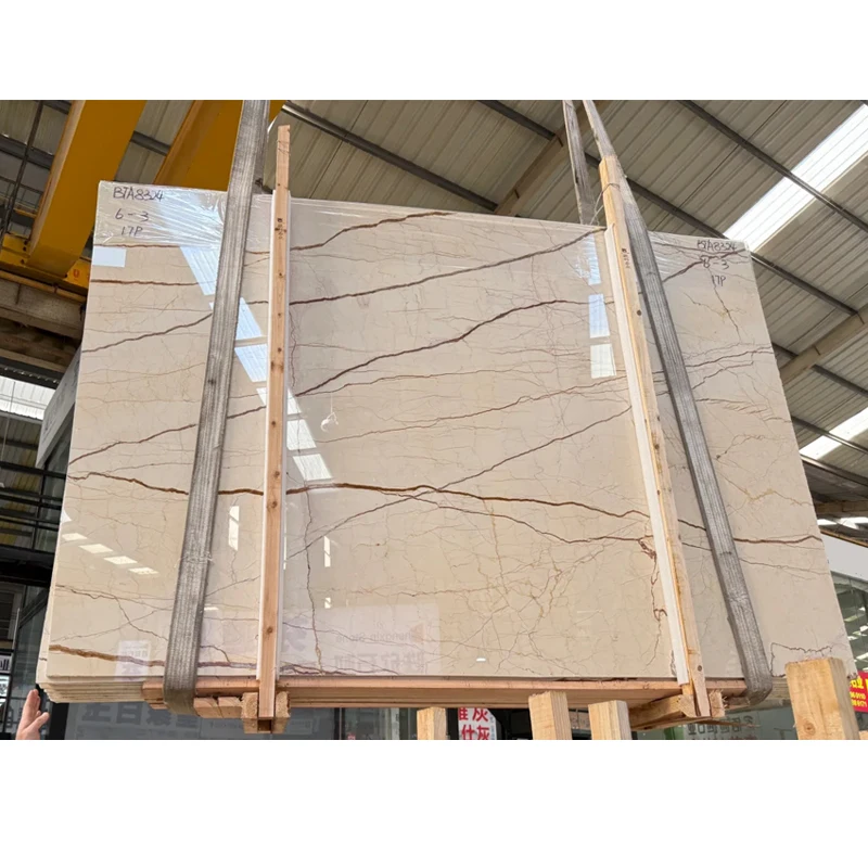 Slab Marmer Sofita Krem Berkilap, Dipotong Sesuai Ukuran, Ubin Marmer Krem untuk Kamar Mandi Hotel Modern, Desain Dinding dan Lantai Marmer Krem