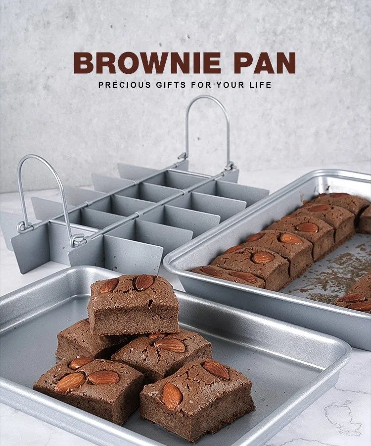 Brownie Pan Heat Resistant Steel Baking Trays With Dividers Cake Pan  Brooklyn Brownie Copper Nonstick Baking