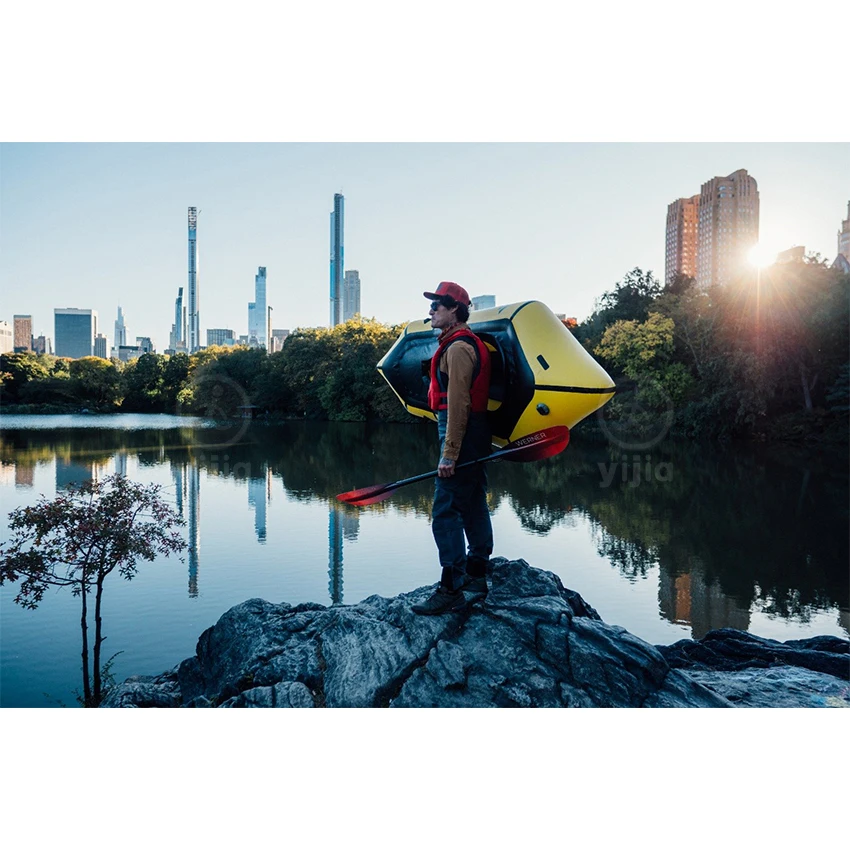Yellow Lightest Adventure Inflatable Backpack Raft Packraft Boat With