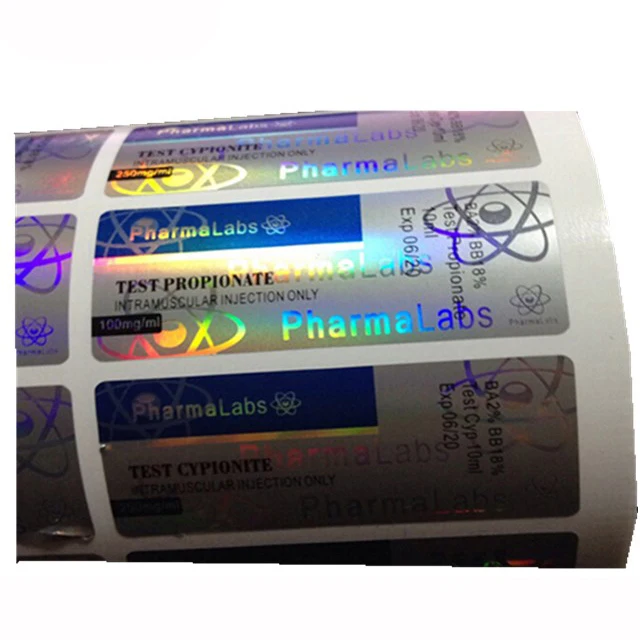 Free design custom printing with holographic logo Gen Pharma labs steroid 10ml vial box label and vial paper sticker