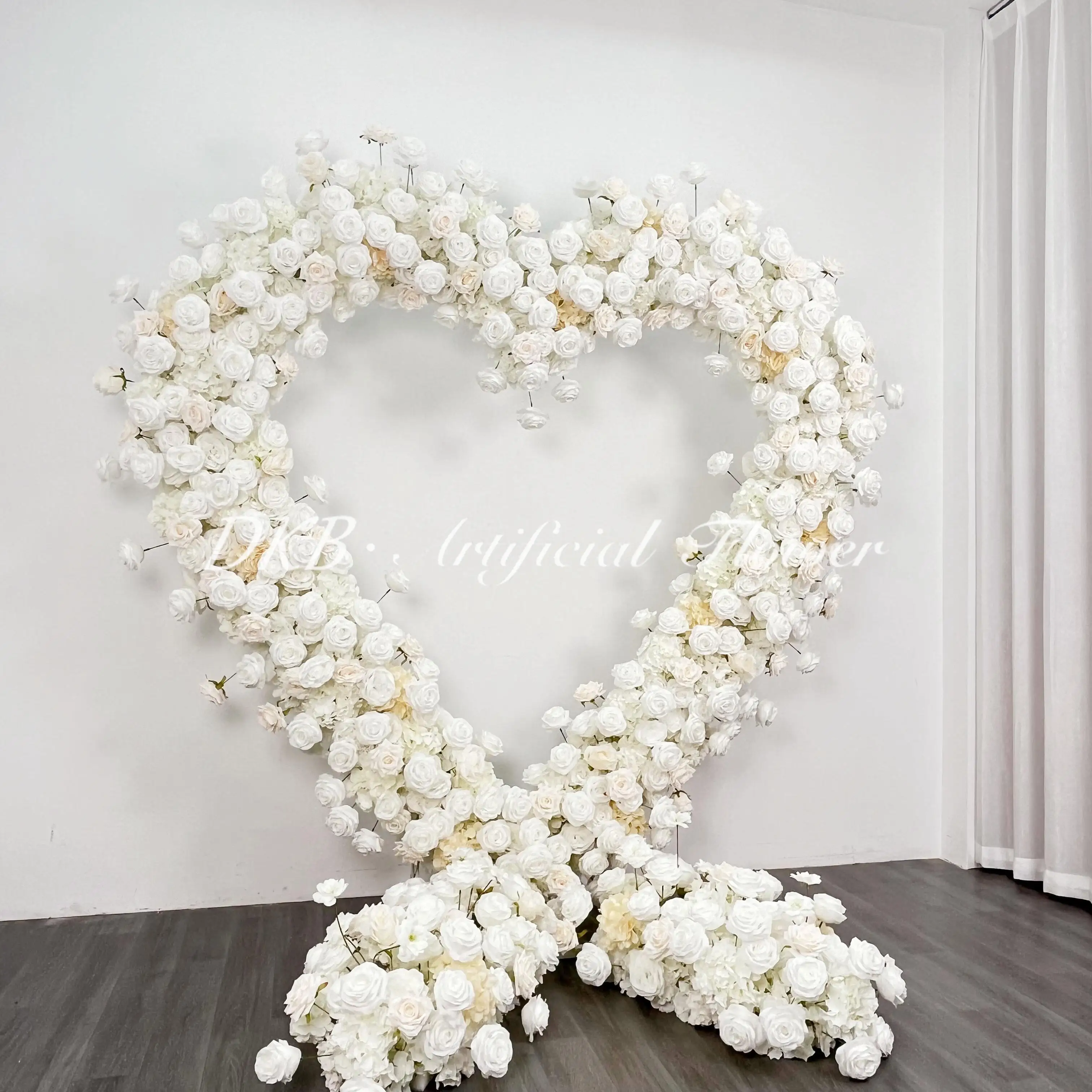 Dkb Wholesale 3d White Rose Heart Shaped Arch Stand Artificial Flower ...