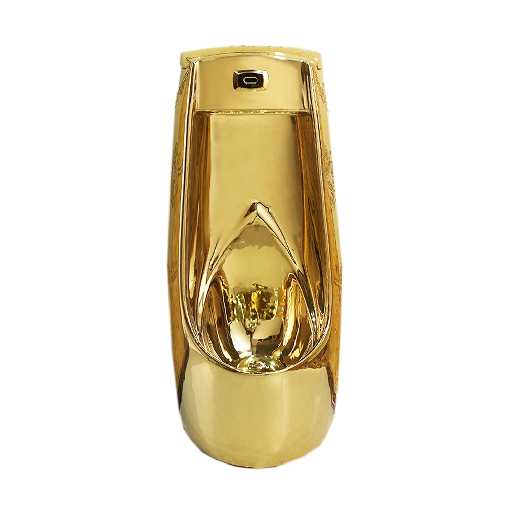 Automatic Wholesales Custom Flushing System Ceramic Porcelain Floor Standing Gold Urinal for Hotel