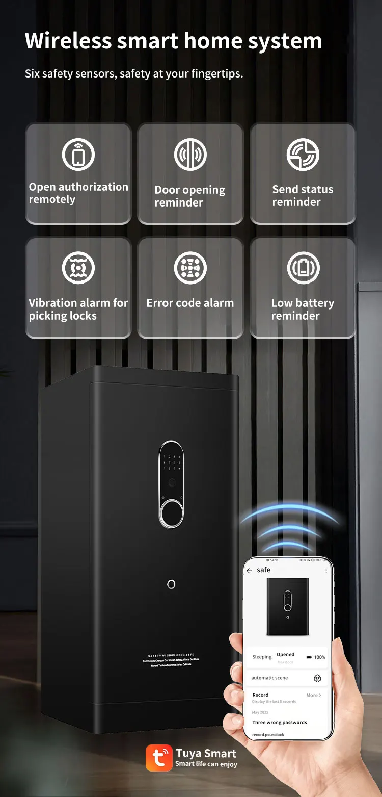 CEQSAFE High Quality Heavy Metal Home Money Security TUYA APP WIFI SAFE BOX manufacture