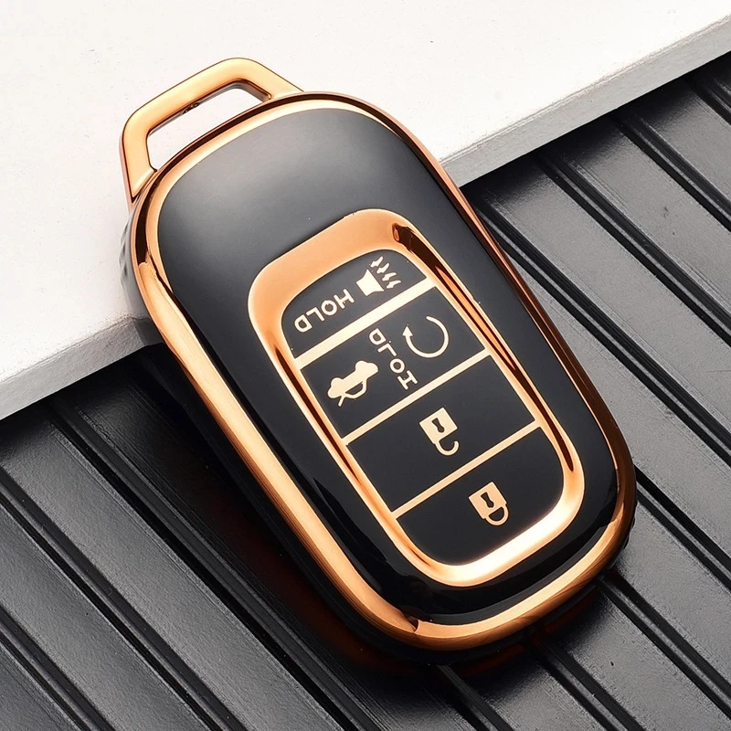 Gold Tpu Car Key Cover Case For Honda Crv Civic Accord 2021 2022 5