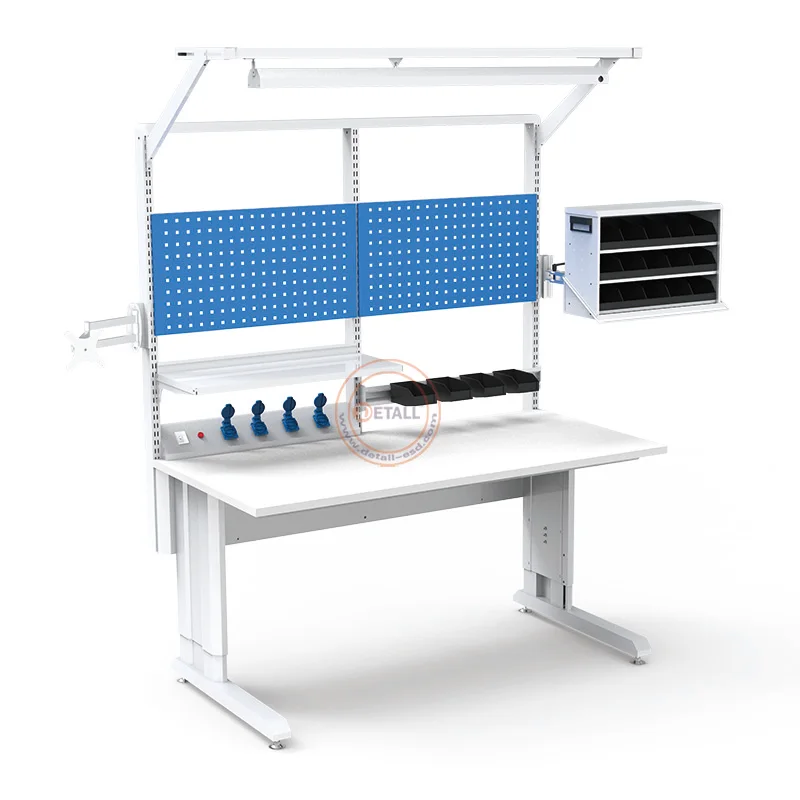 Industrial Inspecting Desk with Light Height Electric Adjustable Woodworking Bench ESDD Table