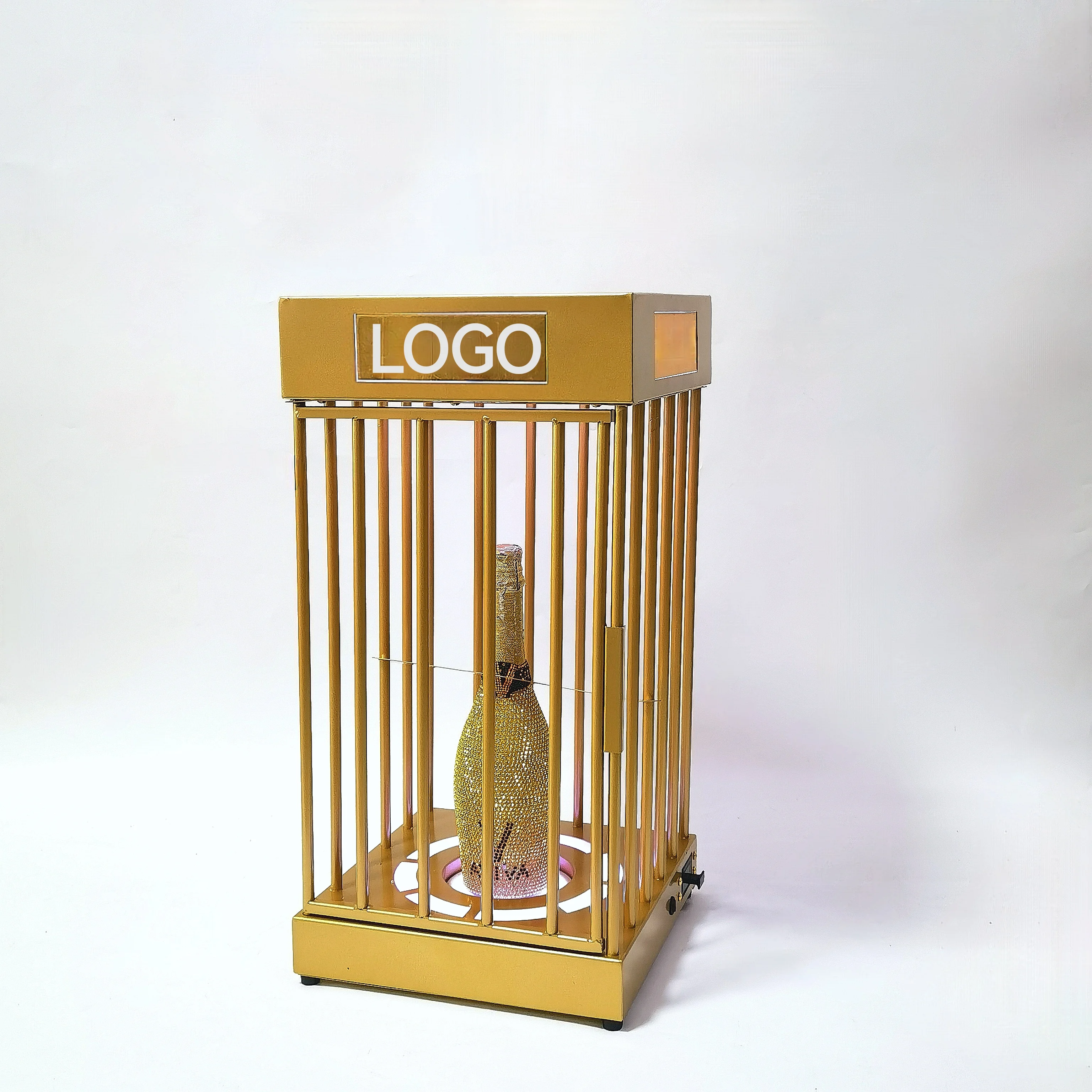 Customized Logo Bar Rechargeable Golden Cage Display Vip Metal Acrylic ...