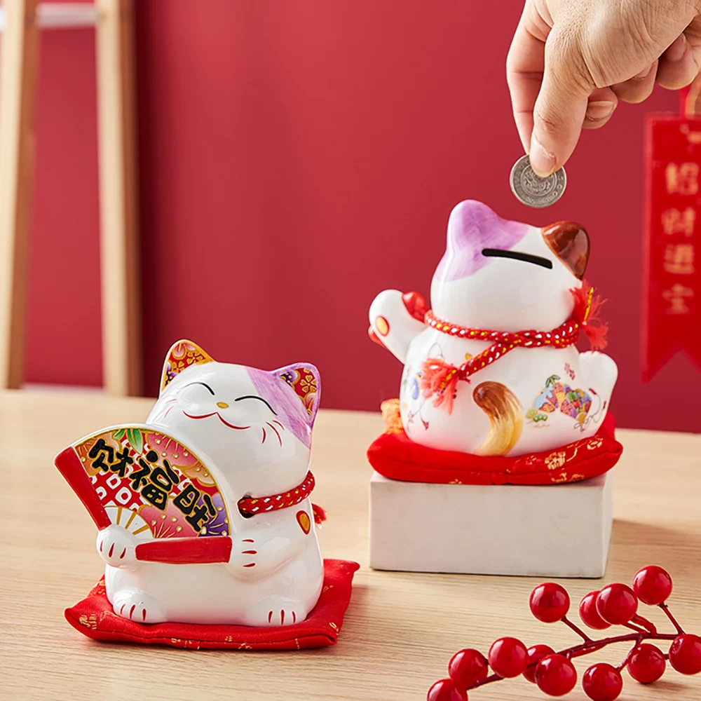 Wholesale Japanese Style Ceramic Lucky Cat Piggy Bank