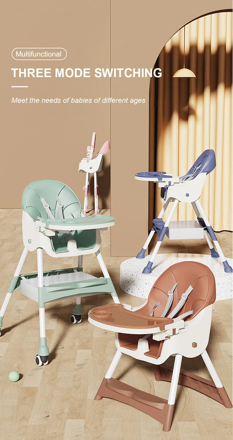 Plastic Kids' Baby Dining Chair Multi Functional Folding Baby Highchair ...
