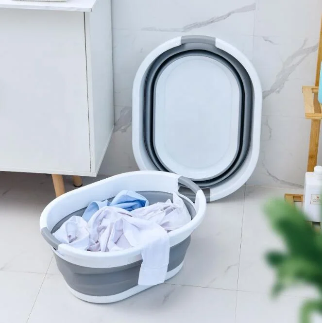 Plastic Folding Collapsible Foldable Storage Clothes Bathroom Washing Basket Large Bin Laundry Hamper