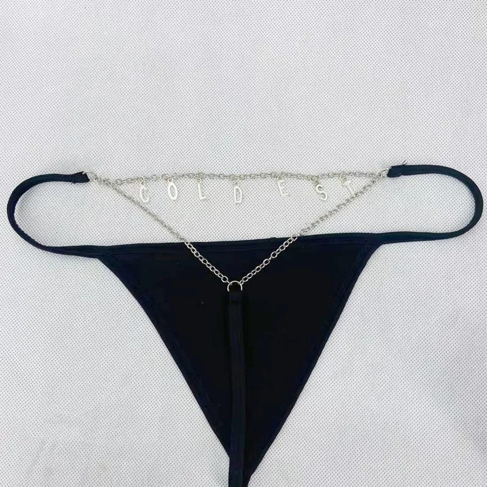 2022 Acceptable Customization Luxy Metal Letters Sexy Thong Panties