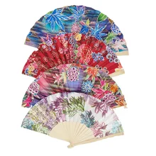 BSBH Wholesale Custom Flora Design Wooden Hand Fan For Wedding Party Show Gift