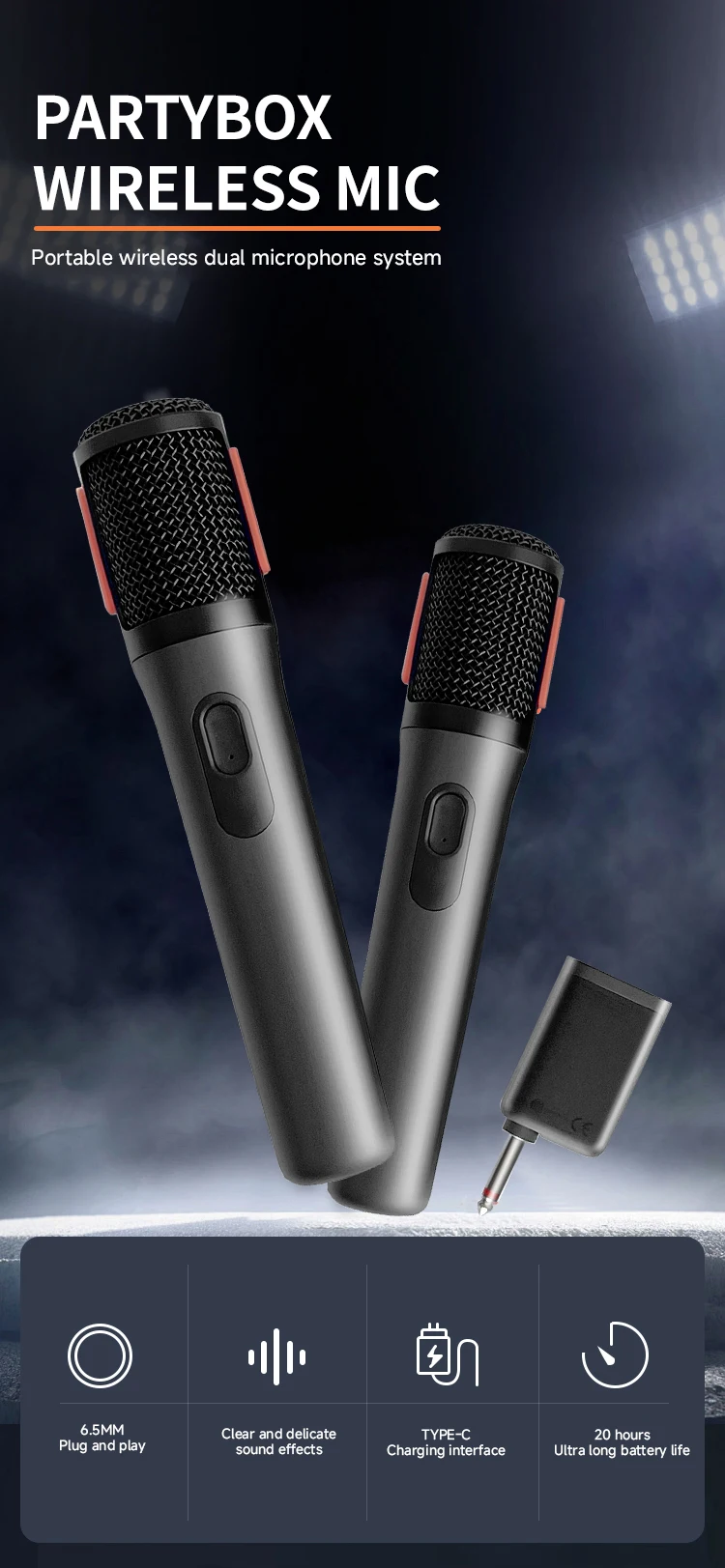 Partybox Wireless Microphone - Professional Mic for Karaoke
