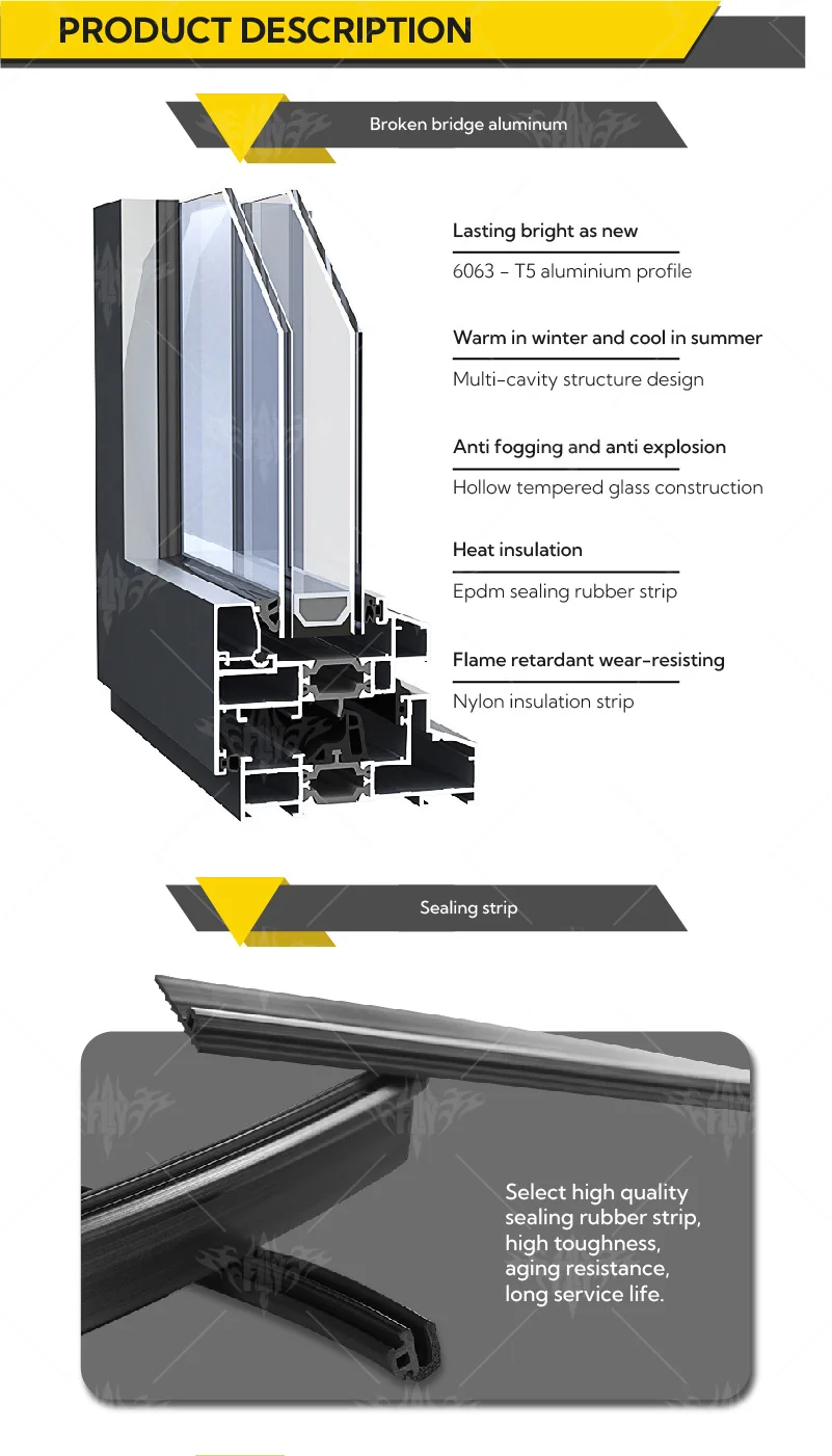 Customized Sliding Windows System Double Glazed Tempered Glass Windows