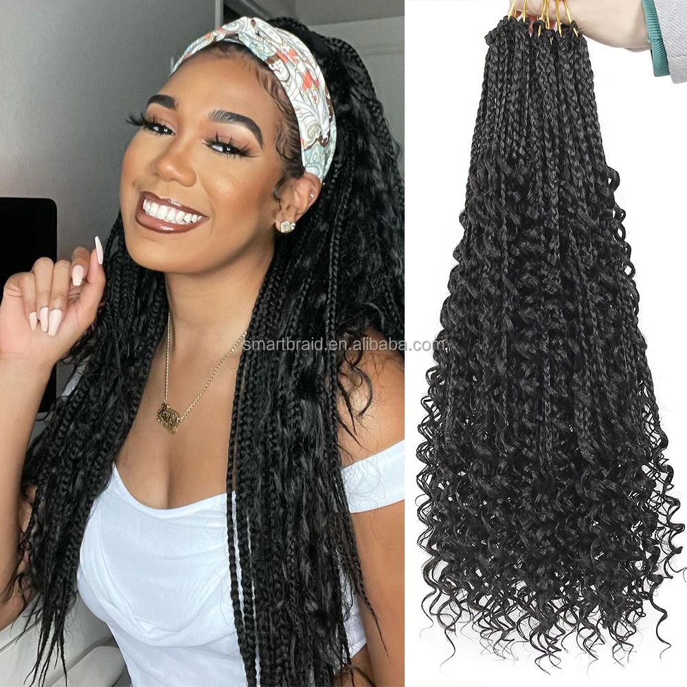 24inch Boho Goddess Box Braids Crochet Hair Box Braid Crochet Hippie ...