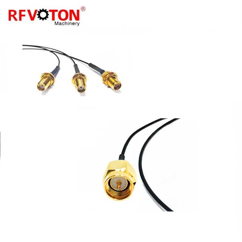 Factory Supply Sma Female Jack to Bulkhead  Sma Male 1.13mm Coaxial Cable 50cm Jumper Cable Assembly Pigtail Rohs in Stock