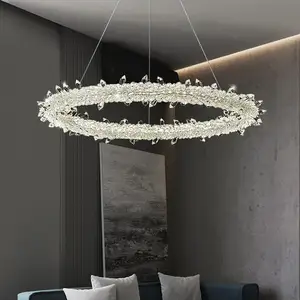Hotel Decorative Circle Crystal Chandelier Light Bedroom Living Dining Room Luxury Ring Lamp