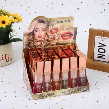 High Quality Customized OEM Gold Foil Color Changing Lip Gloss Non-stick Cup Mirror Water Gloss Lipstick Cosmetics