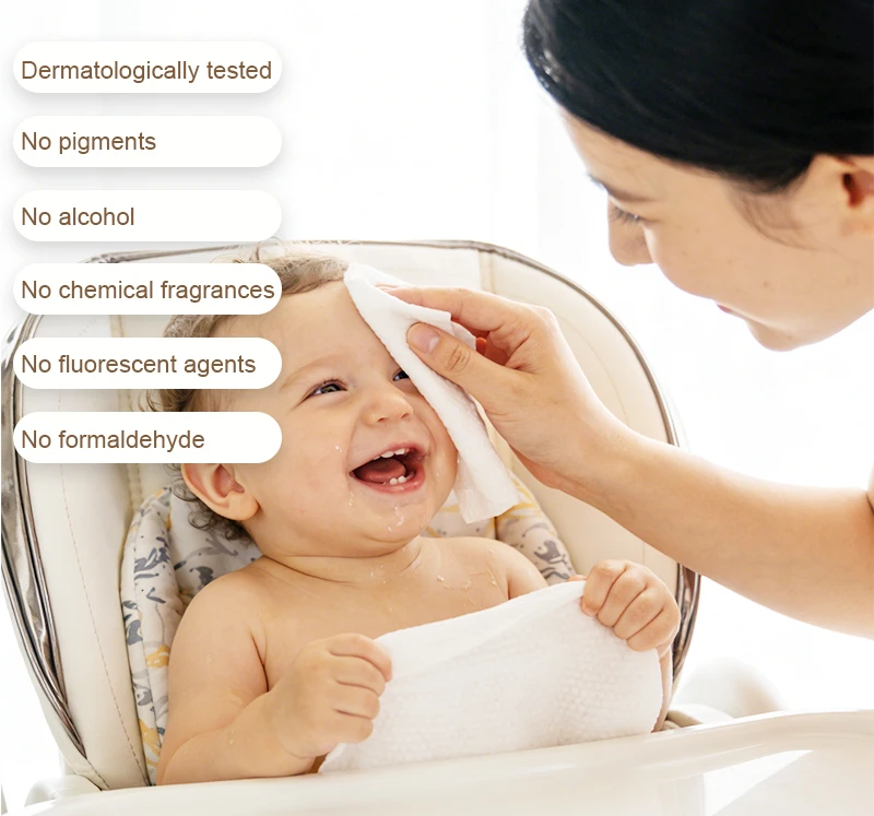 60 Pcs Unscented Baby Household Non-woven Cleaning Wipes Soft Cute Water Baby Wipes Wholesale