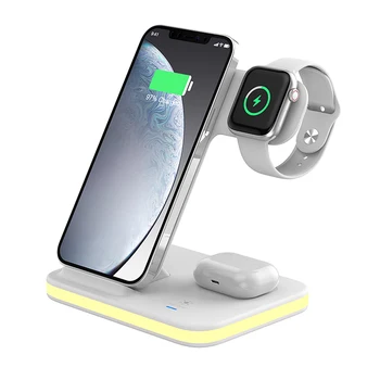 Trending Products 2024 New Arrivals E6 15W 4in1 Wireless Charger for iphone IWatch Headphone All-in-One Wireless Charging Stand