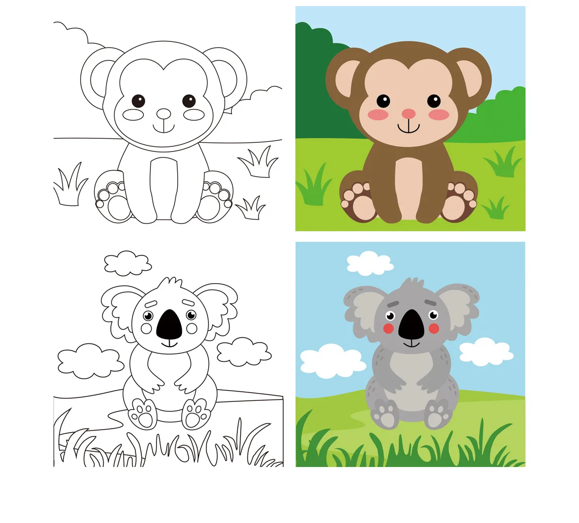 Foska New Item Pre Drawn Outline Canvas Paint Party Kit for Kids