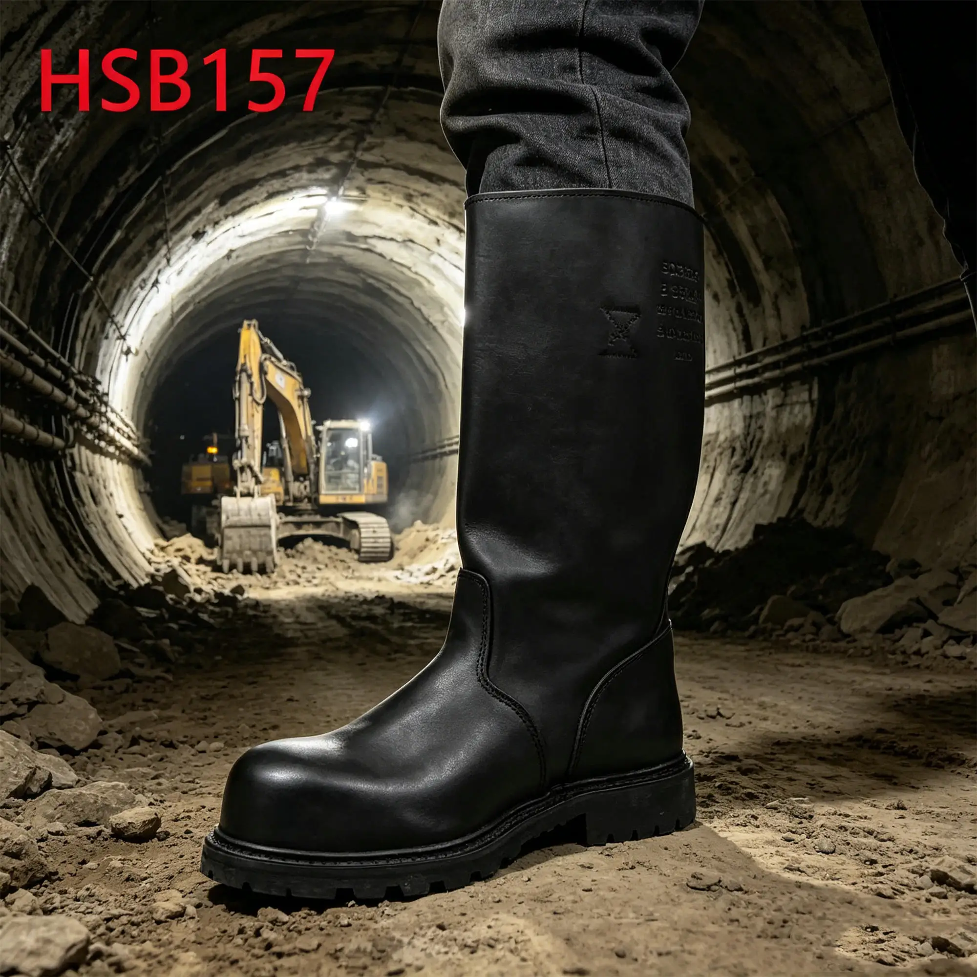 ZYF, ağır işlər üçün yüksək kəsilməli tam dənəli çılpaq qara təhlükəsizlik botları, nəmə qarşı, Goodyear rezin tabanlı sənaye iş ayaqqabıları HSB157