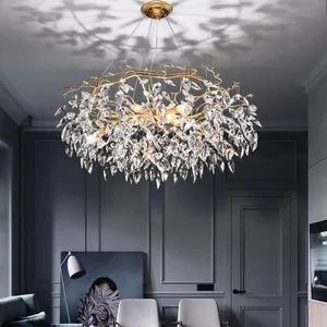 Post Modern Crystal Pendant Light Luxury French Villa Style Adjustable Oval for Chic Living Room Restaurant Hotel Middle