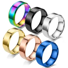 European and American Stainless Steel Ring European and American Titanium Steel Jewelry 8MM Smooth Polishing