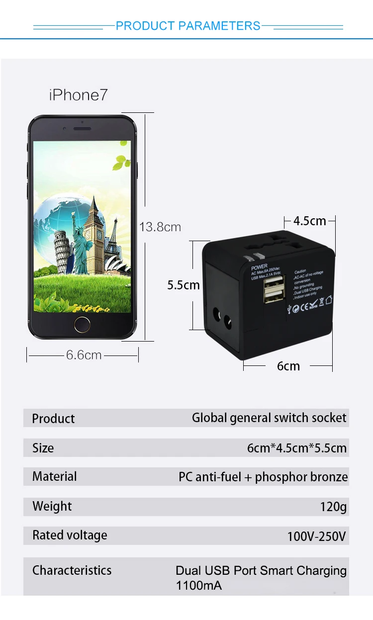 Ac Power Outlet Travel Adapters International Adaptor Hot Selling Uk Us