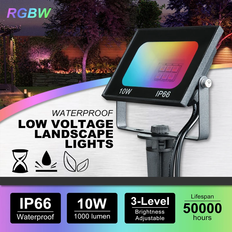 product led landscape lighting 10w rgb bt app controlled low voltage landscape lights with transformer ip66 waterproof outdoor spotlight-41