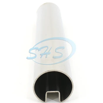 ASTM A554 201 304 stainless steel tube slotted tube handrail pipe glass groove tube with Satin polishing for balustrade