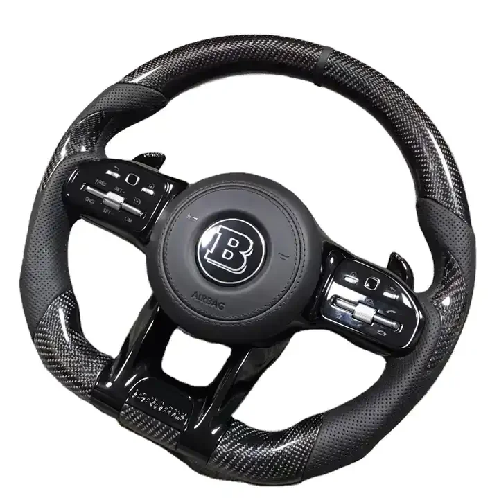 For Amg Carbon Fiber Steering Wheel Refitted Led Full Leather Assembly ...