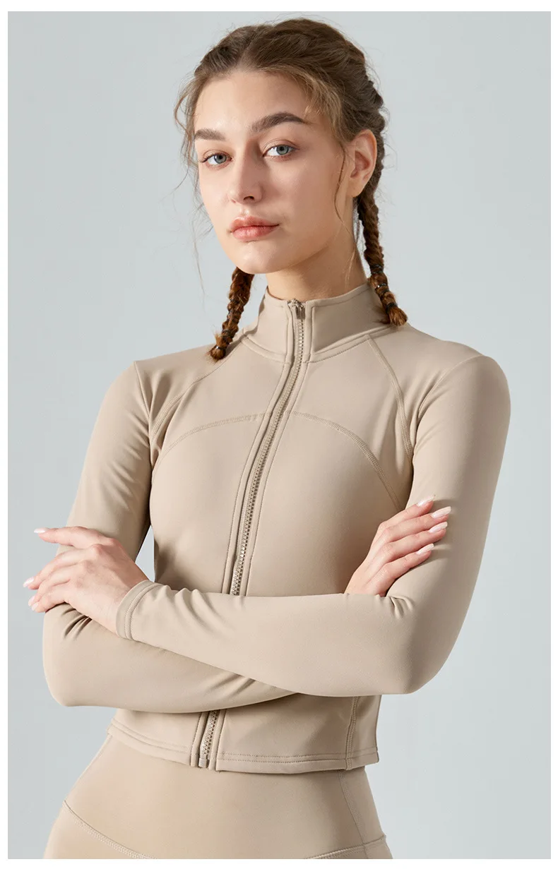 Winter Keep Warm Zipper Tight Sport Top Women's Fitness Running Slim Fleece Long Sleeve Yoga