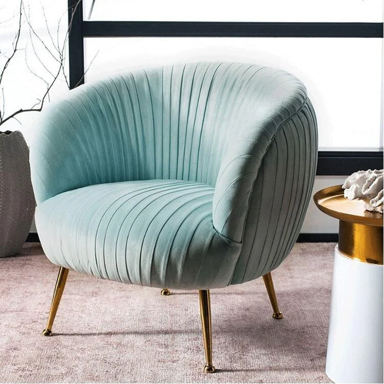 Luxury Italian Modern Living Room Furniture Hotel Lounge Tufted Velvet Sofa Chair Single White Gold Accent Chair