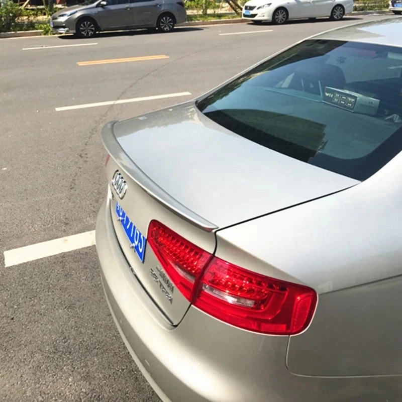 For Audi A4 B8 B8.5 4 Door Sedan 2009-2016  S4 Style ABS Rear Wing Roof Rear Box Decorated Spoiler Gloss Black carbon fiber look