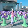 Patrón de flor de dibujos animados de talla de espuma púrpura