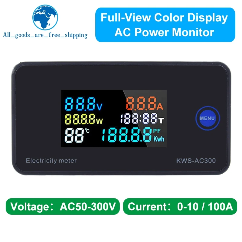 Voltmetro Corrente Digitale 6 In 1 AC 50-300V - Display A Colori, Misuratore Energia