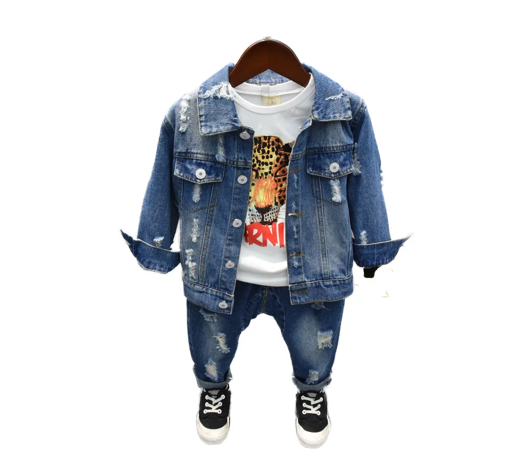 Spring Autum Baby Boy Boutique Clothing Set Fashion Boys Denim