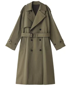 2026  Women's Oversized Coat Fashion Autumn Style Casual Double-Breasted Belted Trench Coat With Buttons Long Brown Blazers