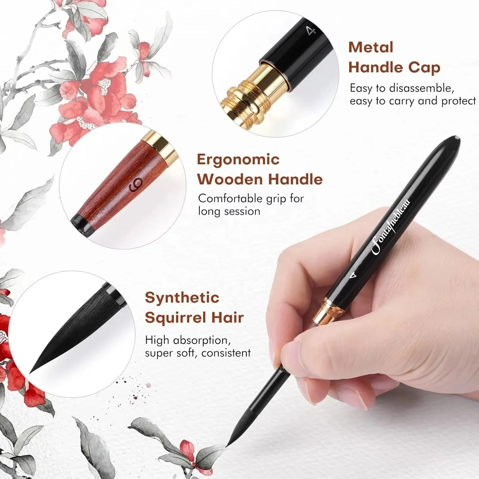 3PCS Double End-ed Custom Logo Upgraded Wholesale Premium Synthetic Squirrel Hair Watercolor Art Paint Brush Pen Set