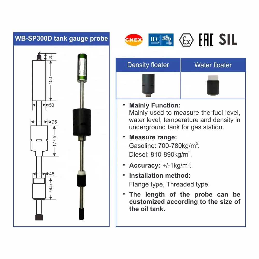 High Accurate Floater Fuel Oil Density Sensor for Gas Station