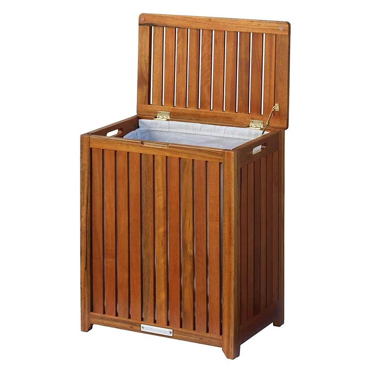 Удобная и практичная деревянная корзина для белья с ручкой