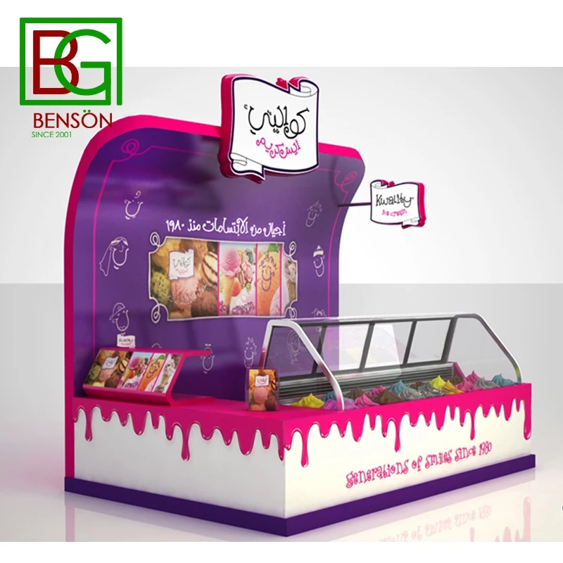 Latest Design Fast Food Kiosk Design Indoor Food Kiosk Counter Modern Hottest 3D Max Retail Ice Cream Kiosk Design
