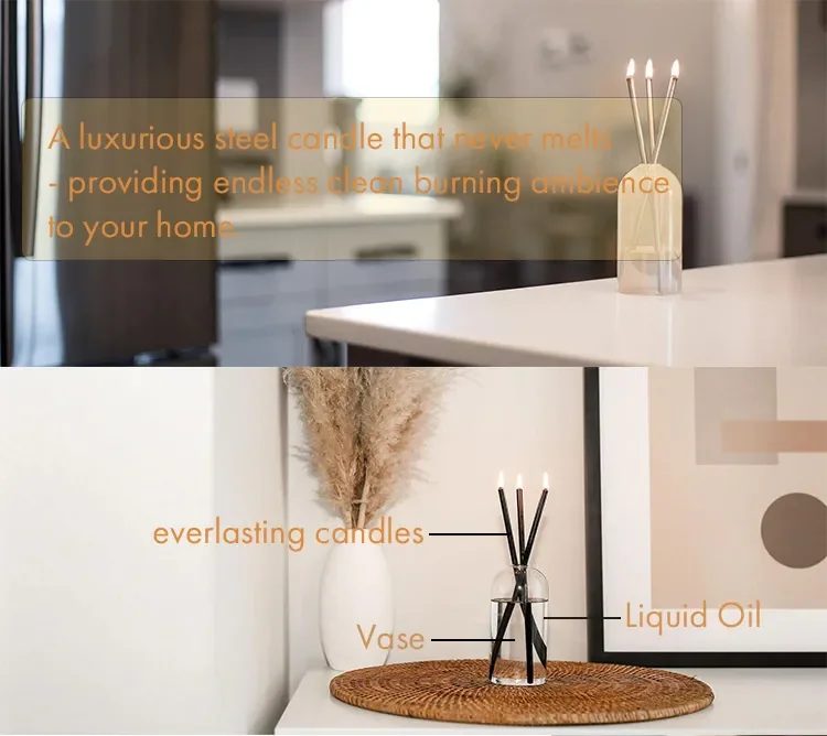 C&h Luxury Novelty Candles Clean Burning Metal Stick Oil No Melt Liquid