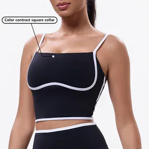 Wholesale Sportswear Contrast Sport Bra Gym Workout High Strength Yoga Bra Comfortable Custom Logo Adjustable Strap Sport Bra