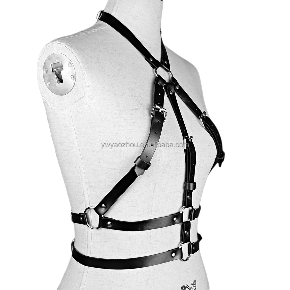 2023 New Full Body Harness Bra Leather For Women Lingerie Chain Rivet ...