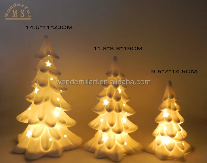 Porcelain Christmas Ornament Tree House Santa Claus Shaped Led Light Holder Ceramic Decoration for Home Decor Festival Gift