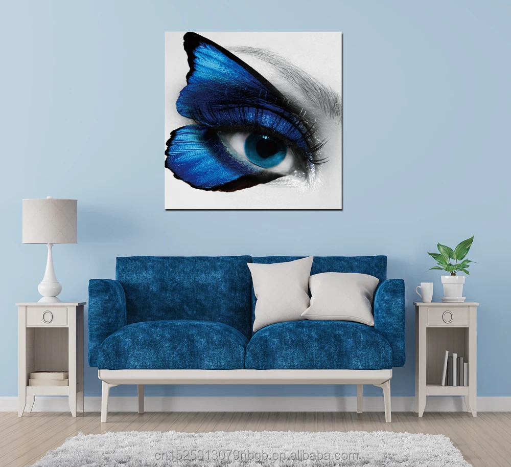 Abstract Simple Butterfly Blue Human Eye Texture Art Pictures Acrylic Canvas Painting