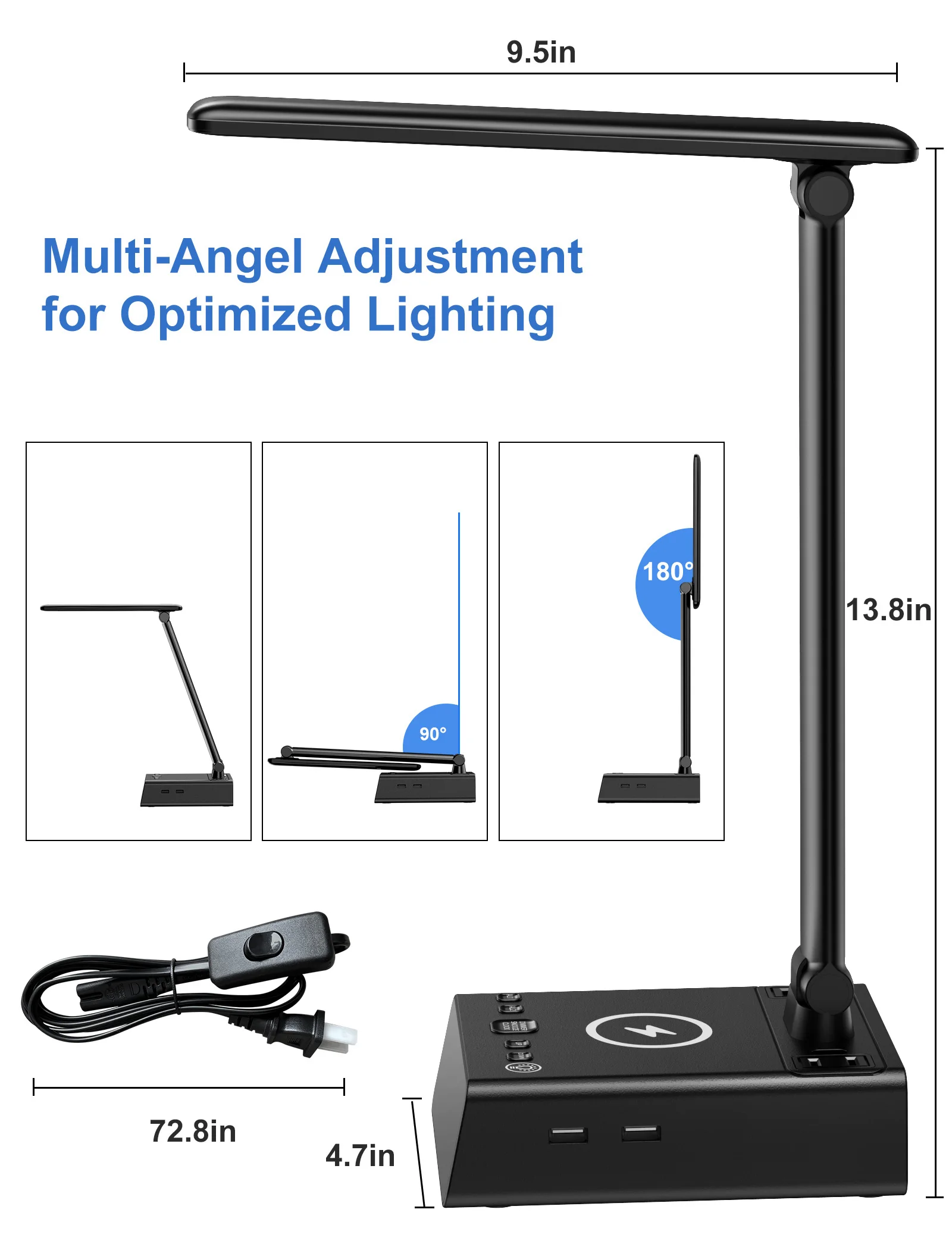 DL815 New Arrival Alarm Clock Multifunction Bedside Restaurant Touch Led Table Desk Lamp with  Phone Wireless Charger Hub