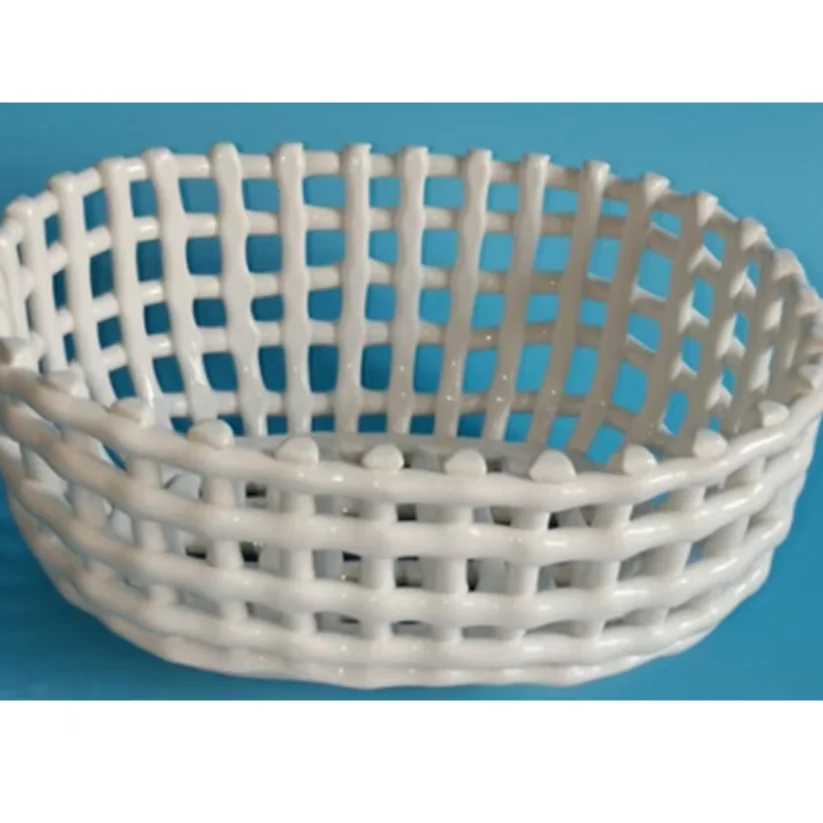 Белая Овальная корзина полые фарфоровые фильтры для воды овощей и фруктов керамика эмаль