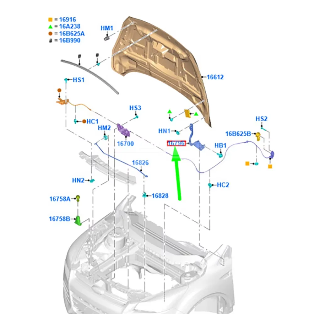 Factory Cover Hinge BM51A16801AC BM51A16801AD BM5Z16797A Left Hood for...